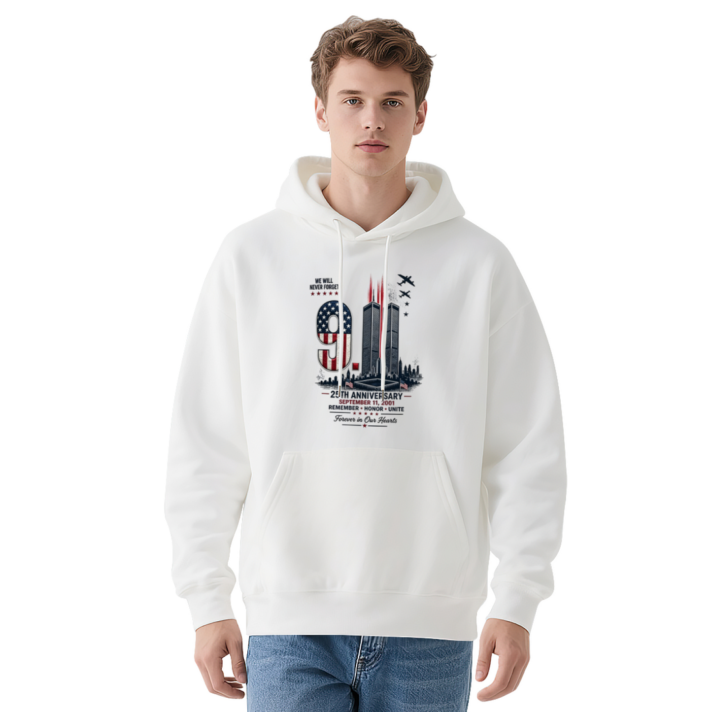 25th Anniversary We Will Never Forget 9/11 Memorial Tribute Hoodie
