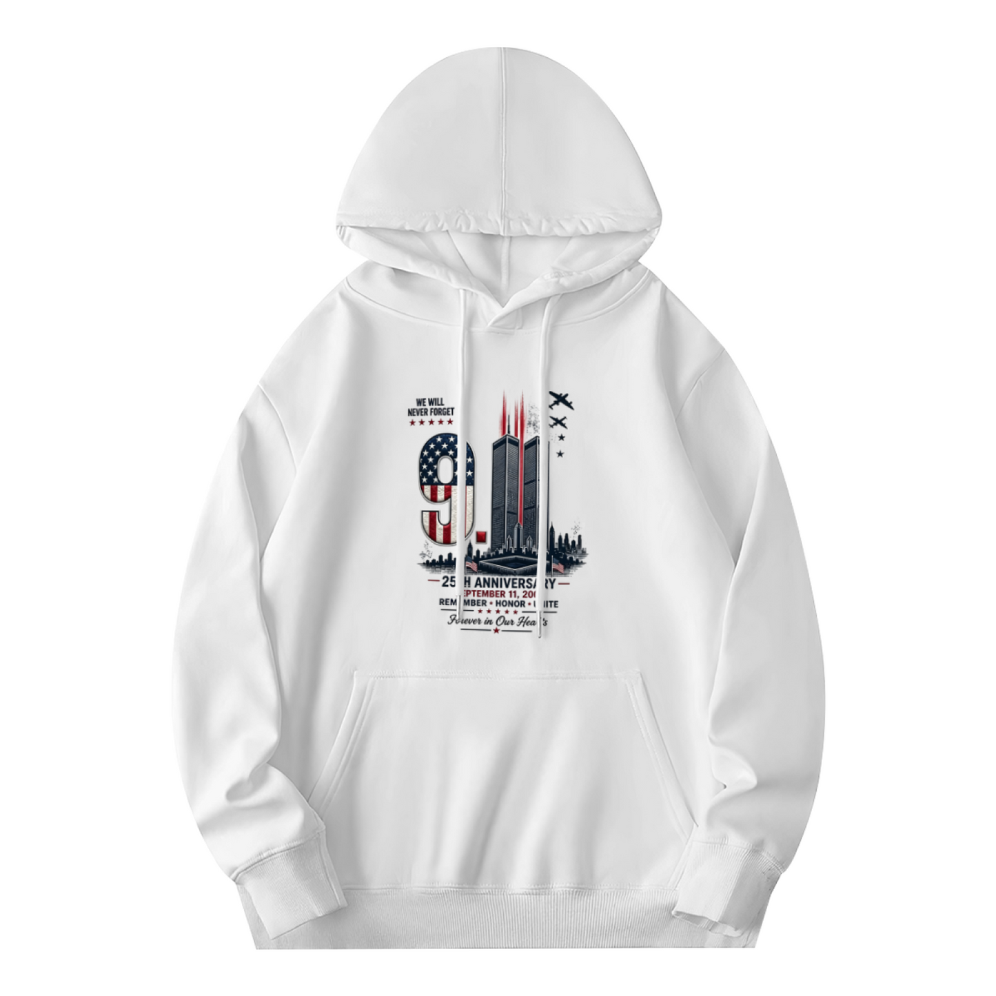 25th Anniversary We Will Never Forget 9/11 Memorial Tribute Hoodie