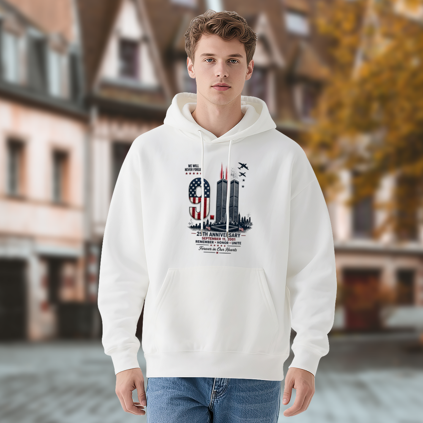 25th Anniversary We Will Never Forget 9/11 Memorial Tribute Hoodie