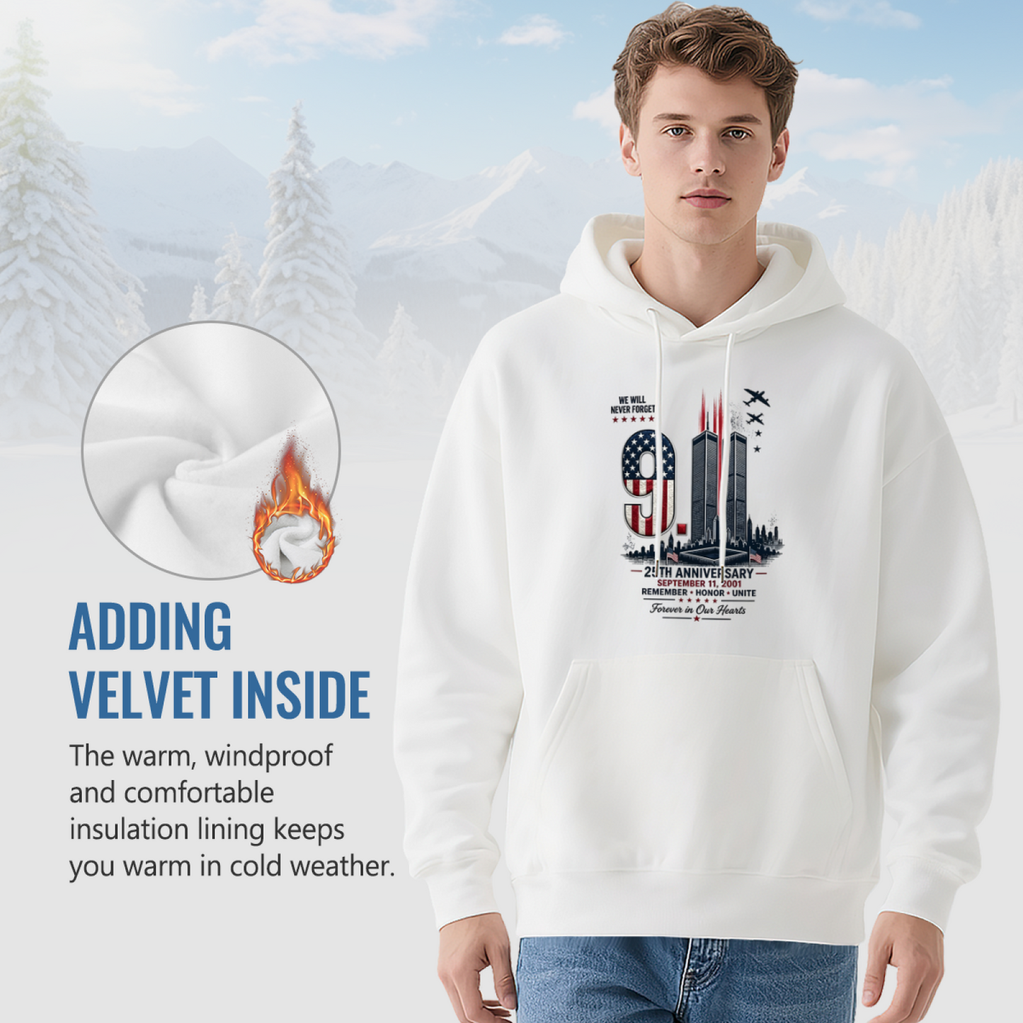 25th Anniversary We Will Never Forget 9/11 Memorial Tribute Hoodie