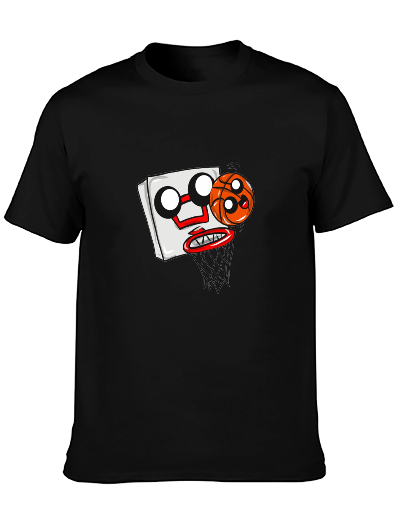 Cartoon Basketball Graphic Black T-Shirt