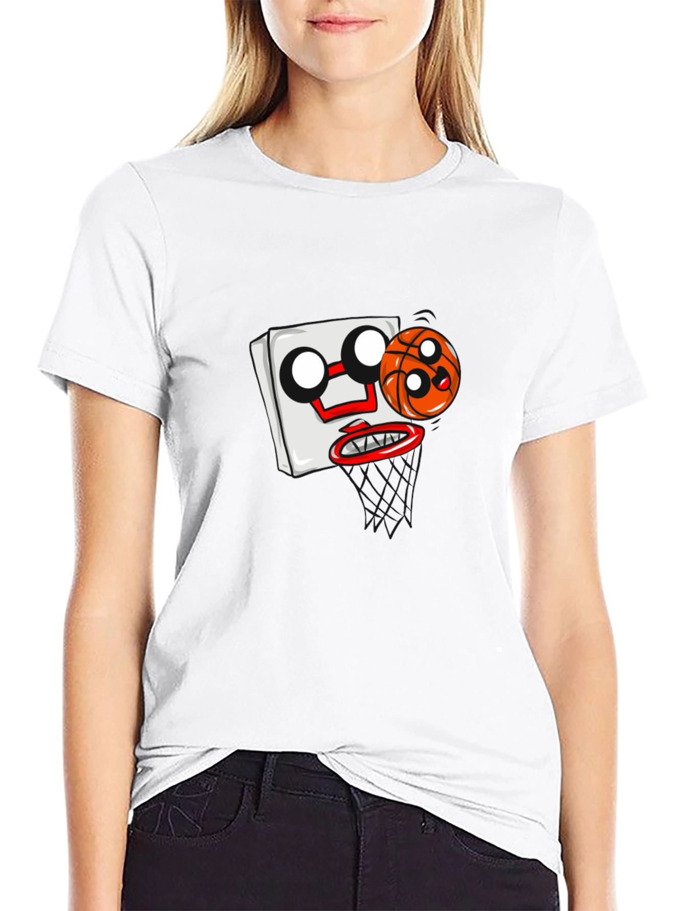 Cartoon Basketball Graphic Black T-Shirt