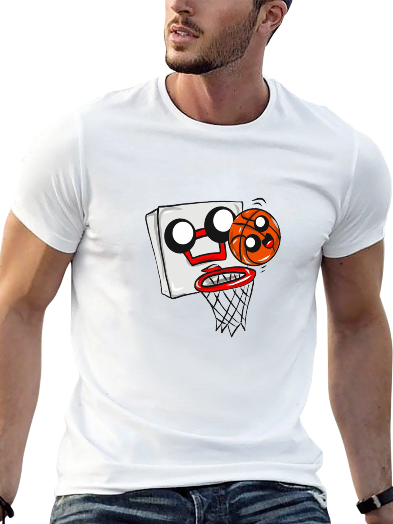 Cartoon Basketball Graphic Black T-Shirt