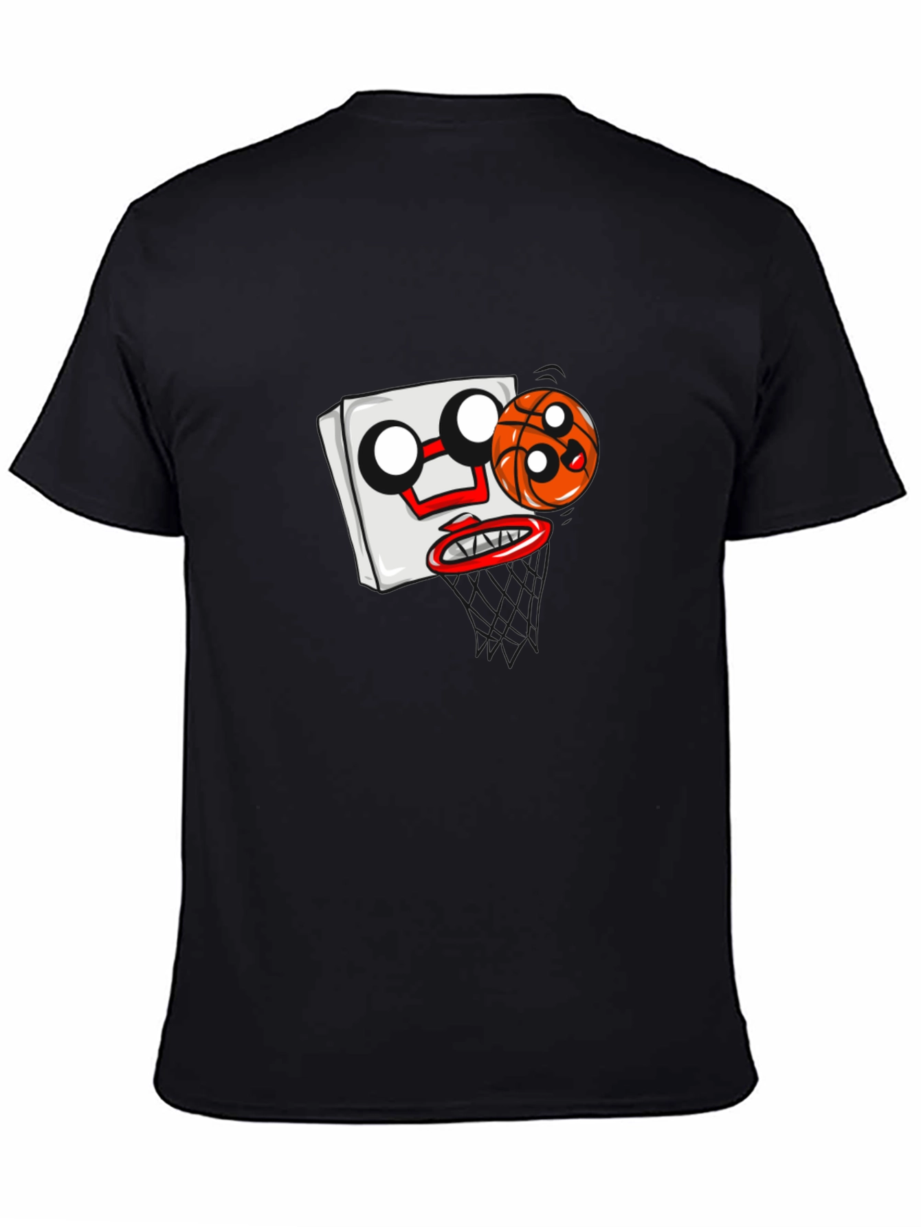 Cartoon Basketball Graphic Black T-Shirt