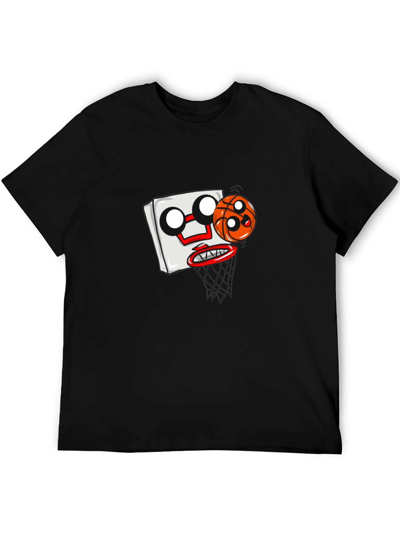 Cartoon Basketball Graphic Black T-Shirt
