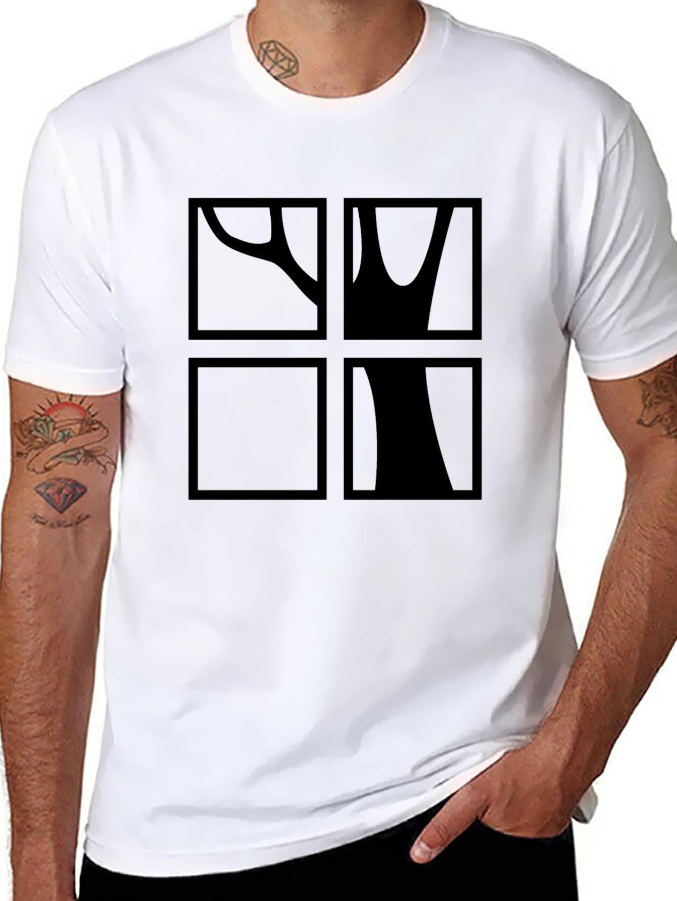 Abstract Tree Graphic Print Black T-Shirt