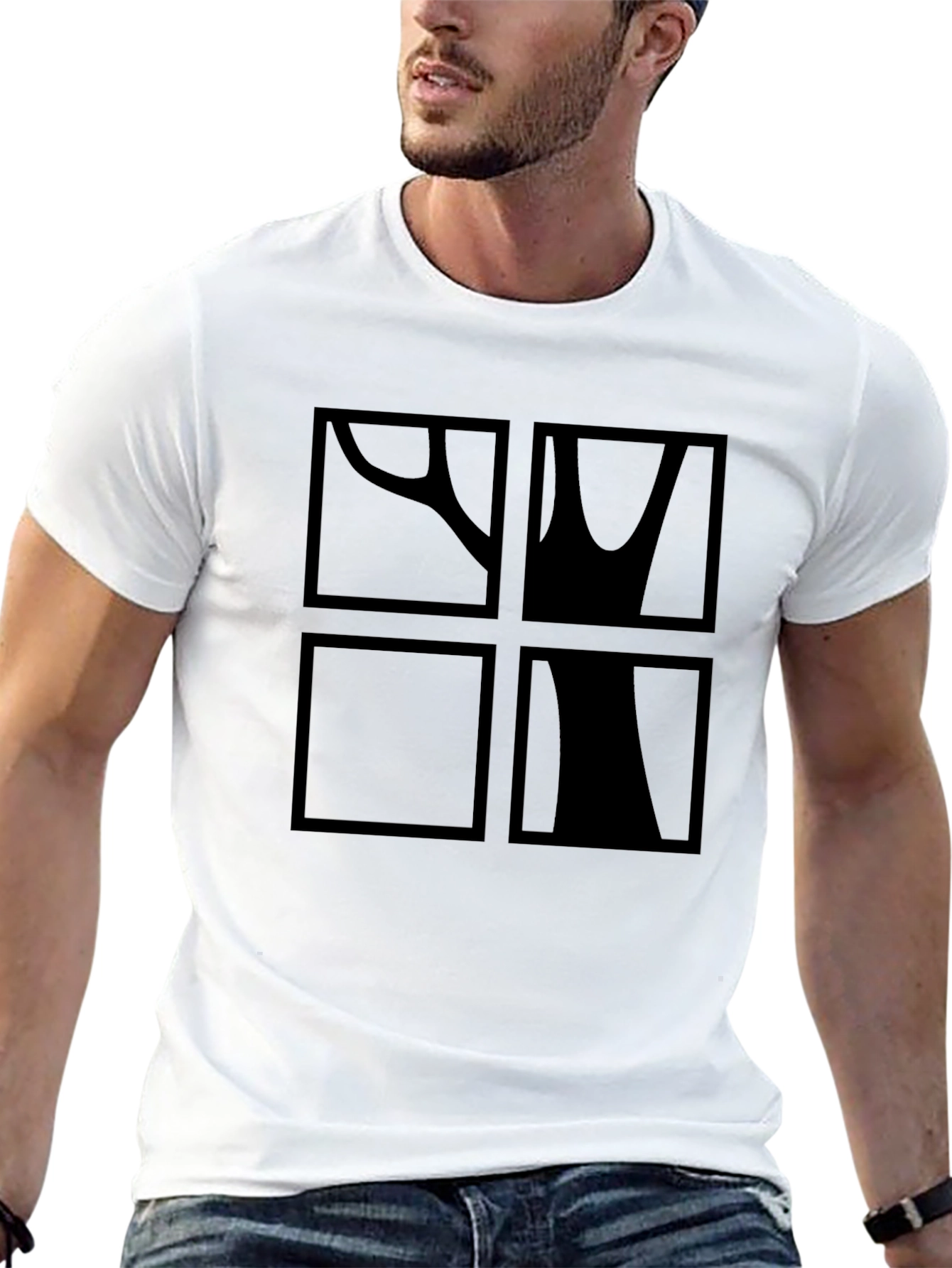 Abstract Tree Graphic Print Black T-Shirt