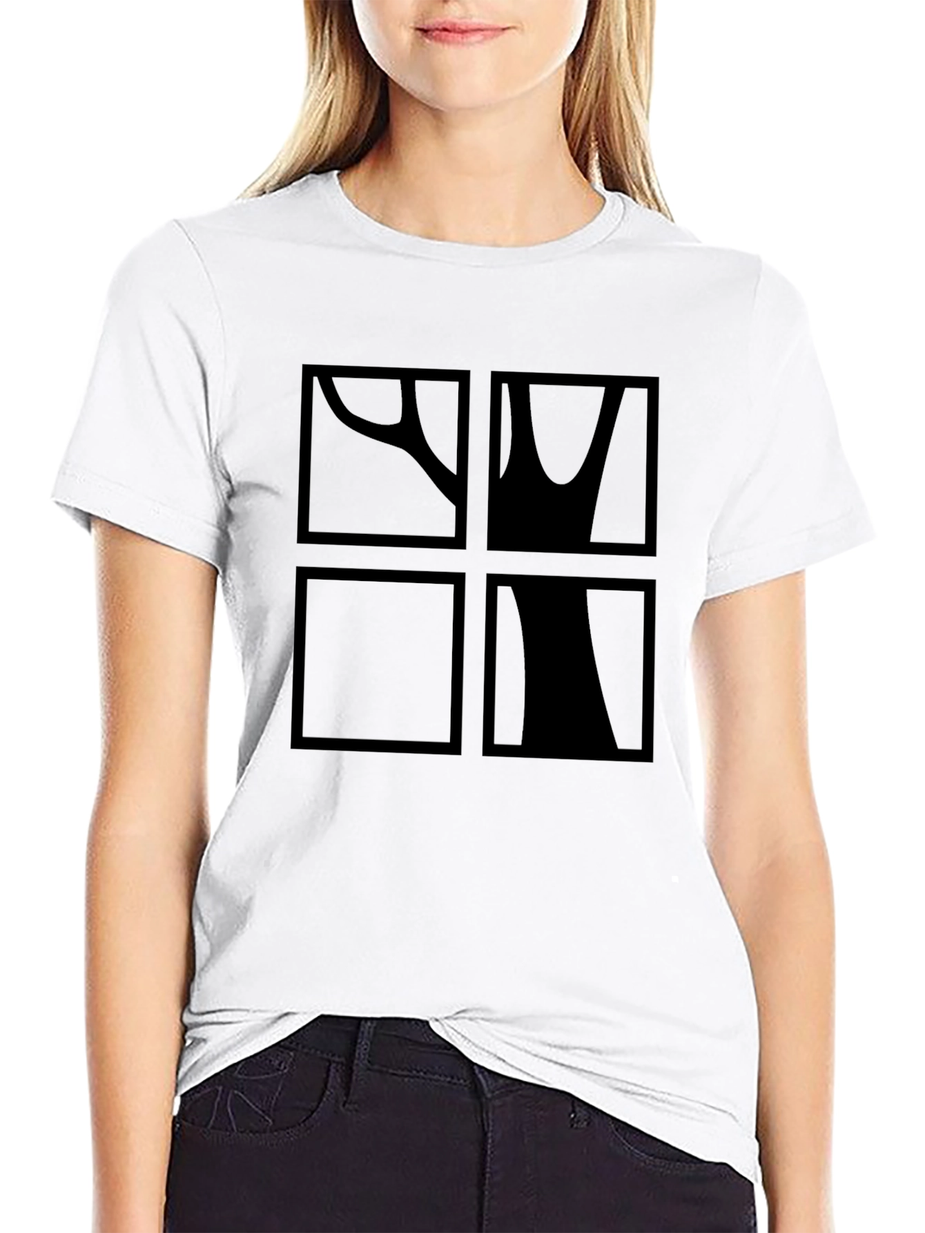 Abstract Tree Graphic Print Black T-Shirt