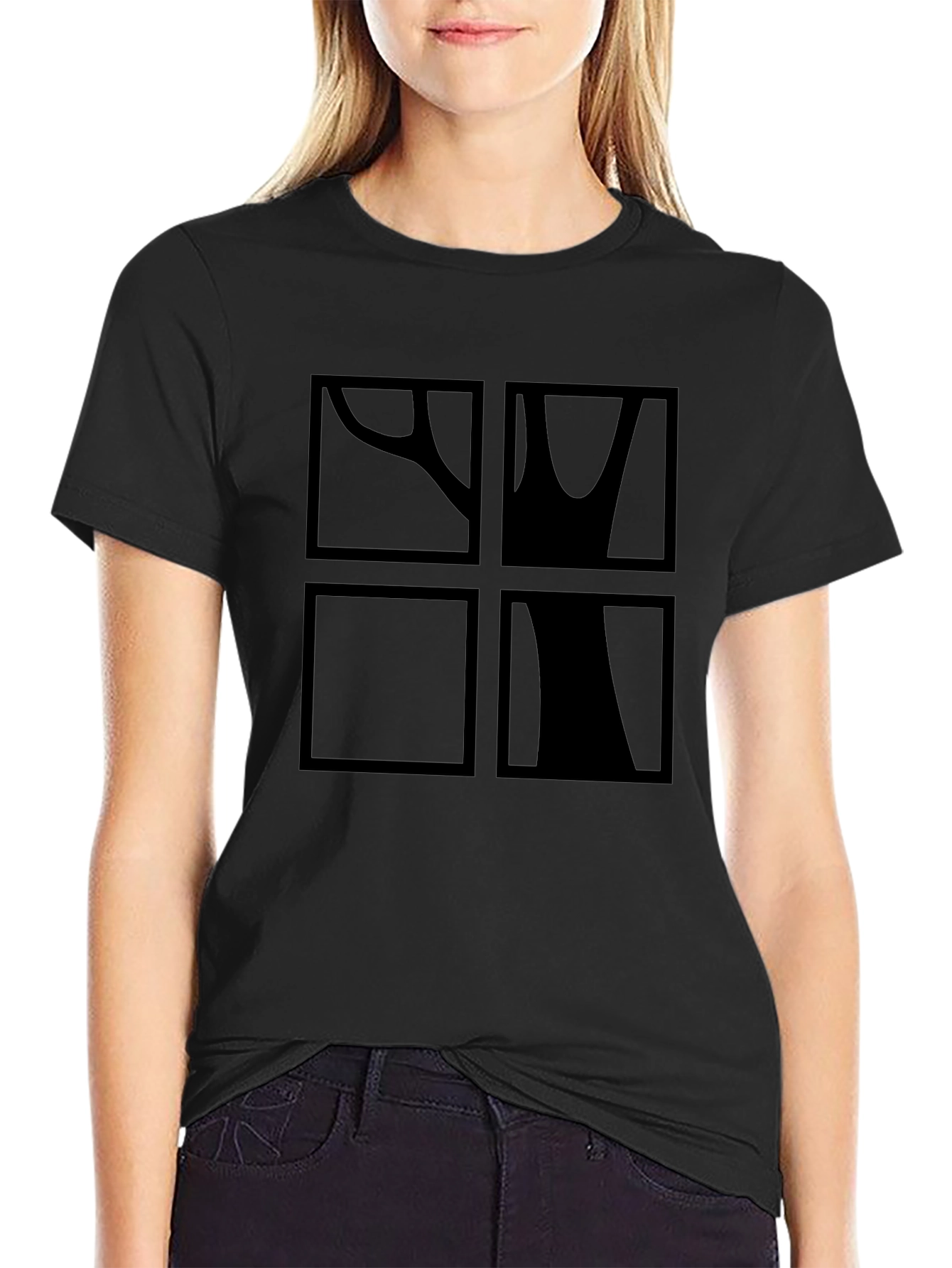 Abstract Tree Graphic Print Black T-Shirt
