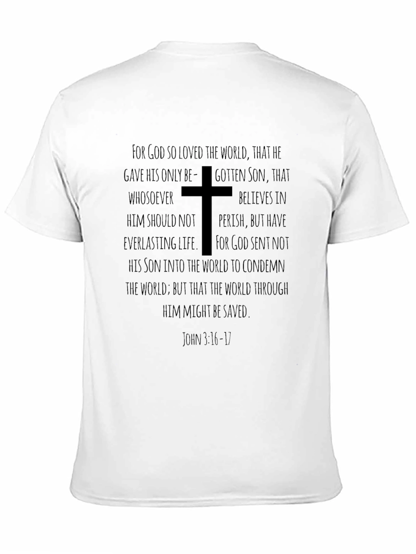 Faith-Inspired Black T-Shirt: John 3:16