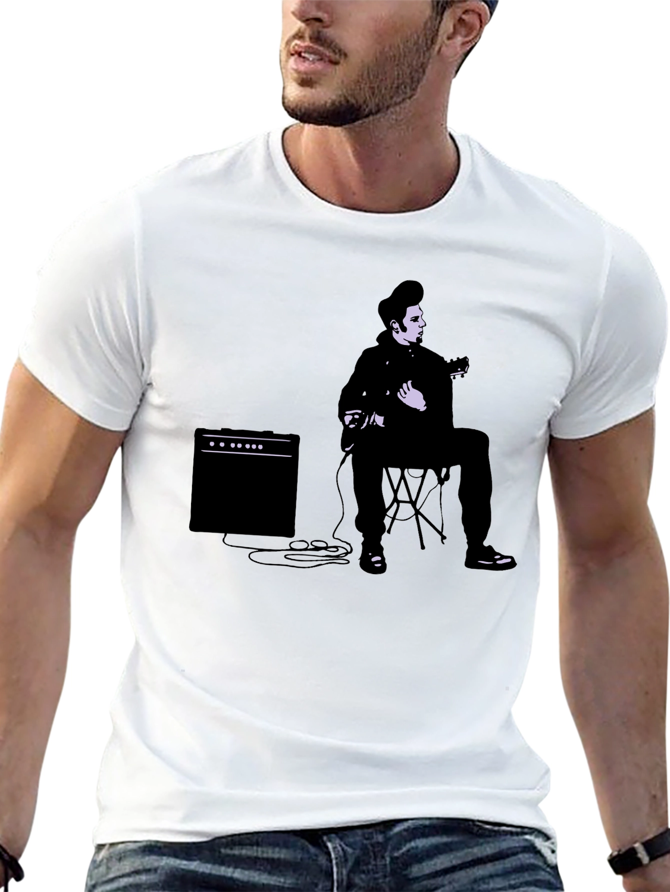 Cool Guitarist Graphic T-Shirt - Black