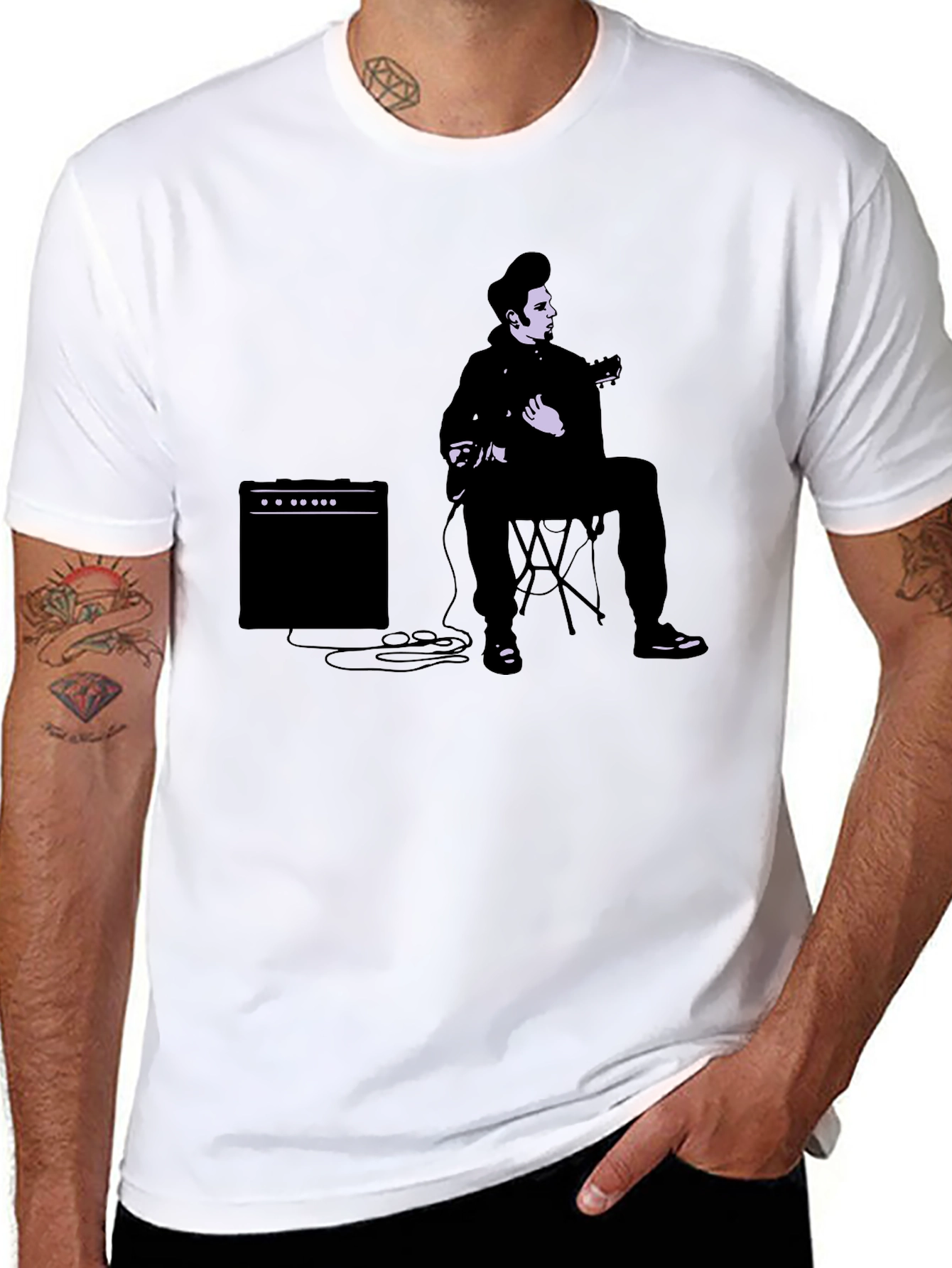 Cool Guitarist Graphic T-Shirt - Black