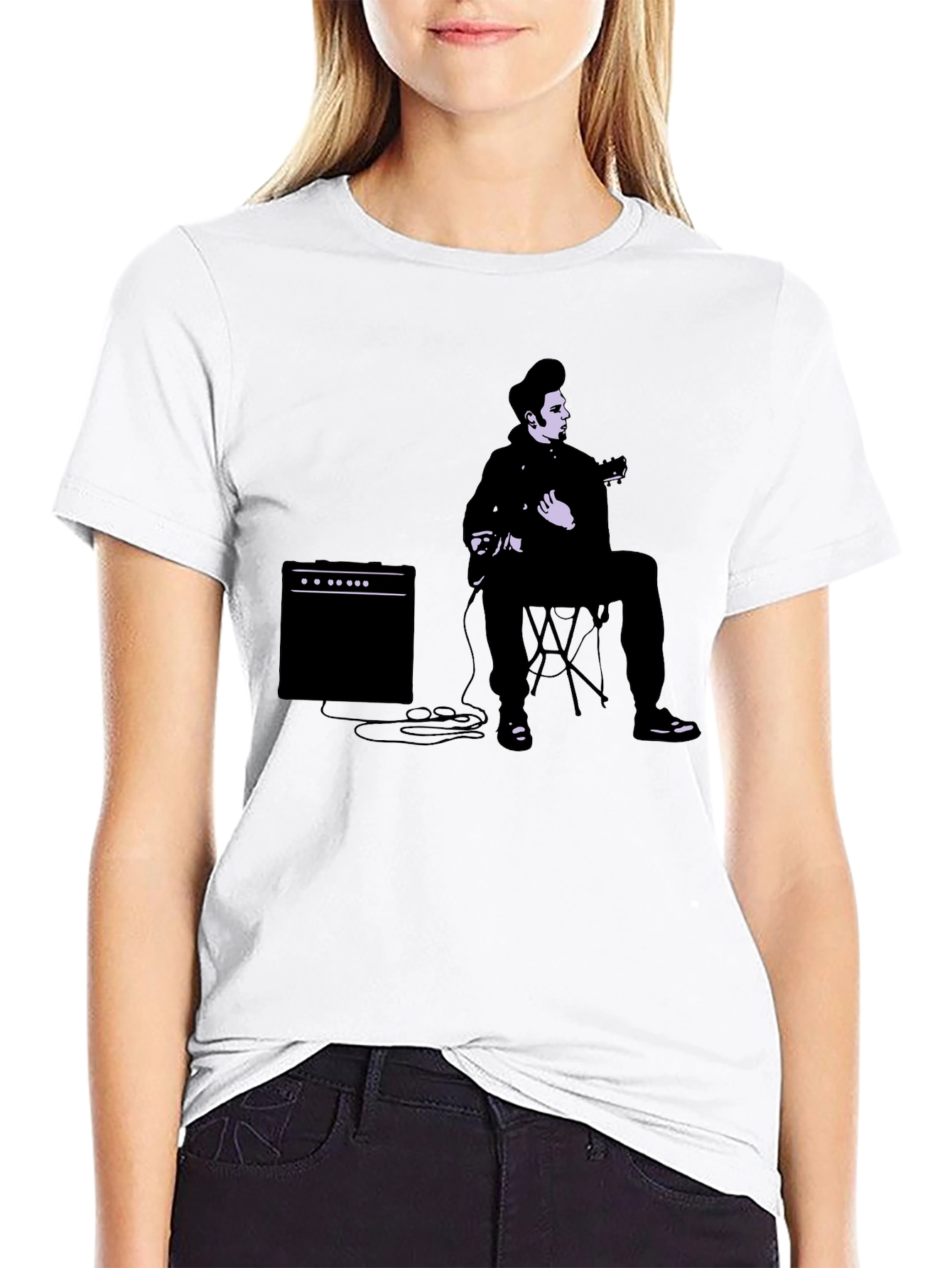 Cool Guitarist Graphic T-Shirt - Black