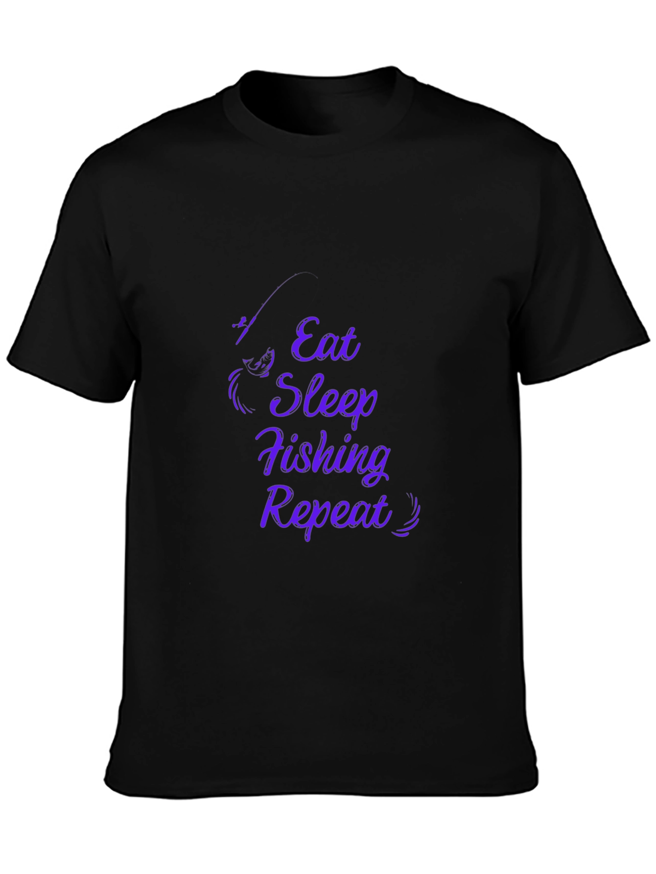 Eat Sleep Fishing Repeat Black Graphic Tee