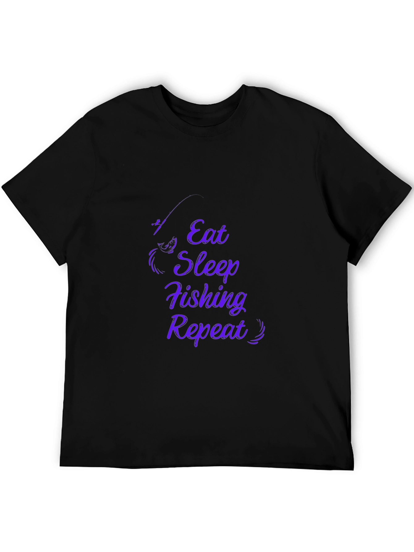 Eat Sleep Fishing Repeat Black Graphic Tee