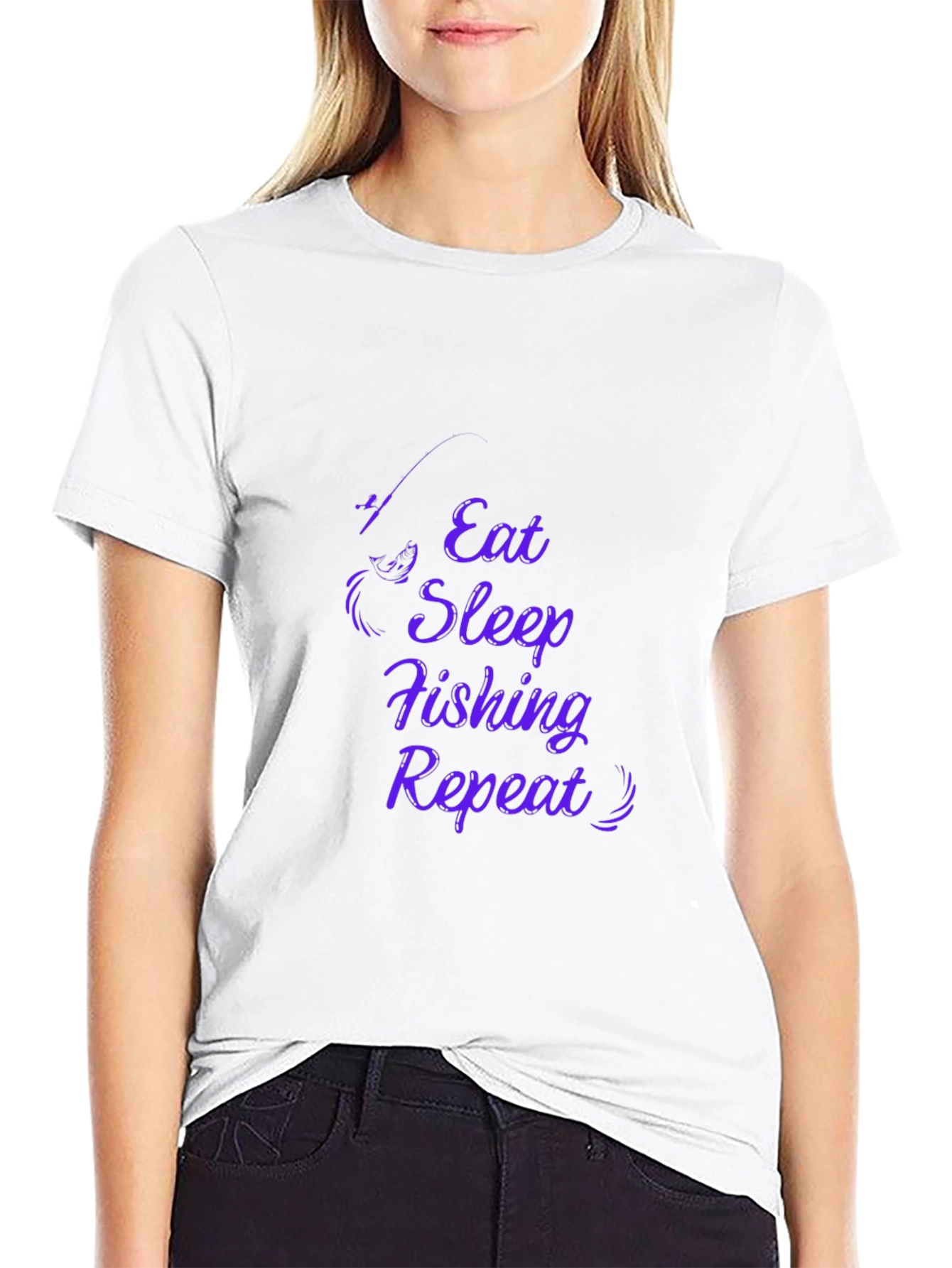 Eat Sleep Fishing Repeat Black Graphic Tee