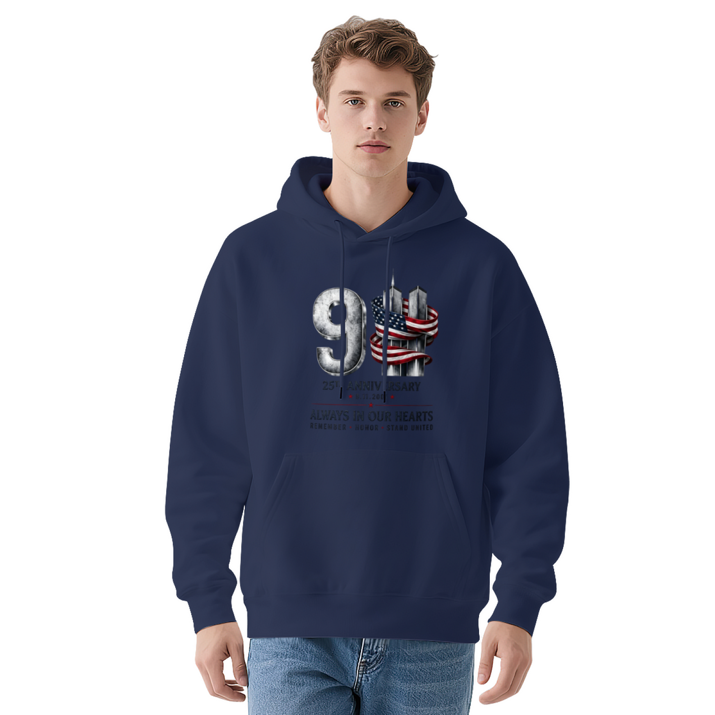 25th Anniversary Always In Our Hearts 9/11 Patriotic Red Hoodie