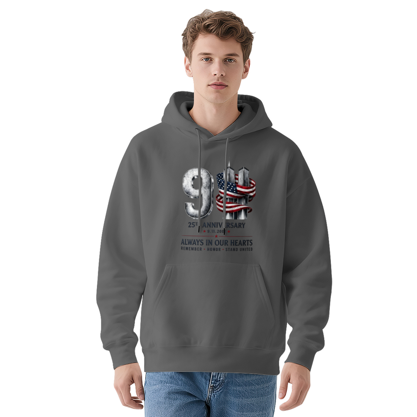 25th Anniversary Always In Our Hearts 9/11 Patriotic Red Hoodie