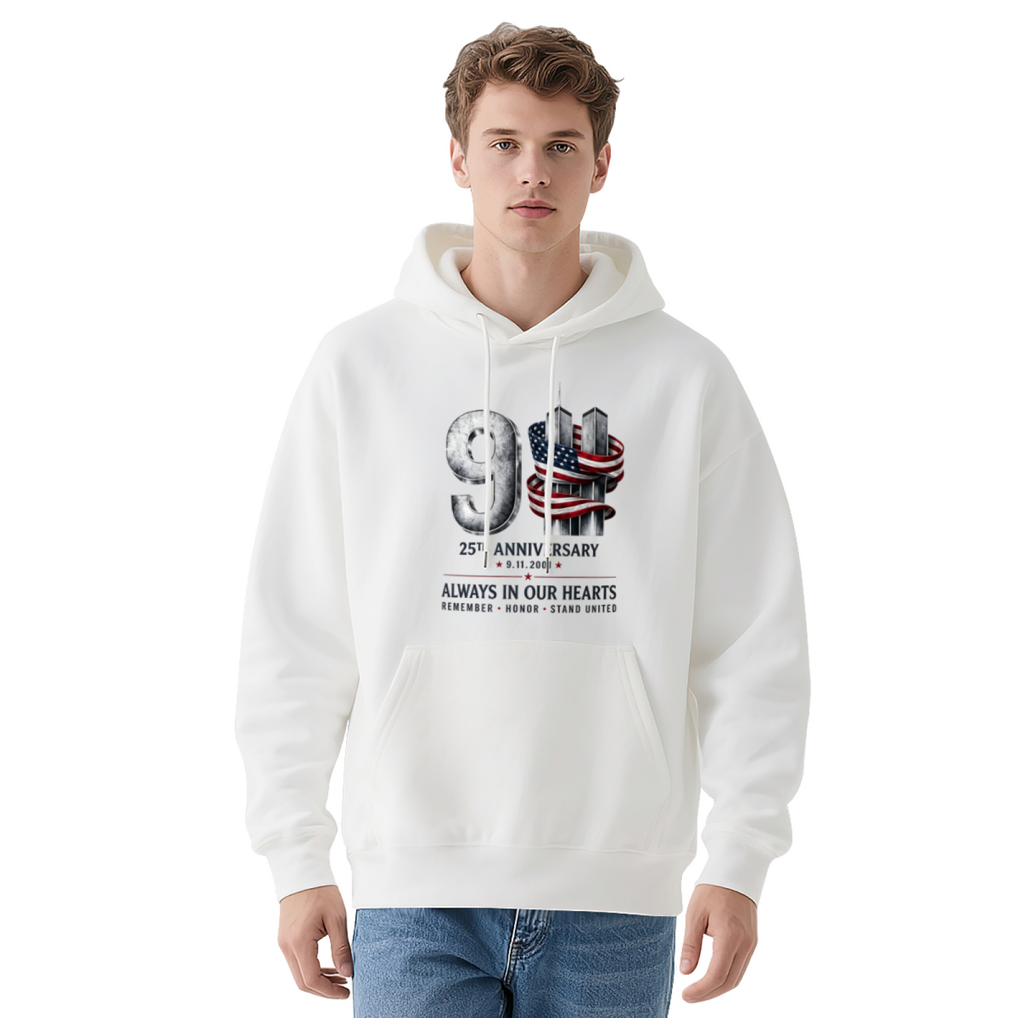 25th Anniversary Always In Our Hearts 9/11 Patriotic Red Hoodie