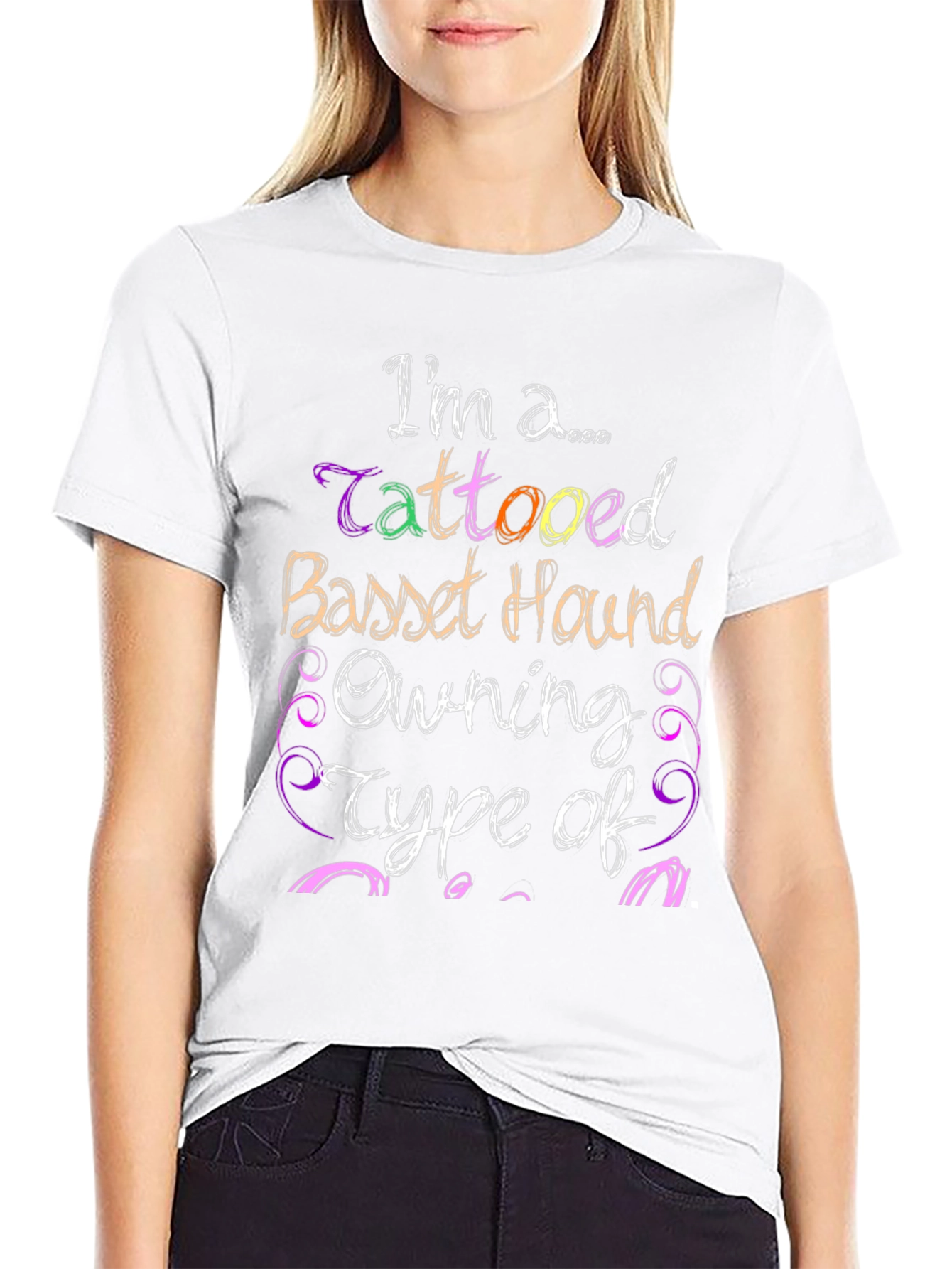 Tattooed Basset Hound Owner Black Graphic Tee