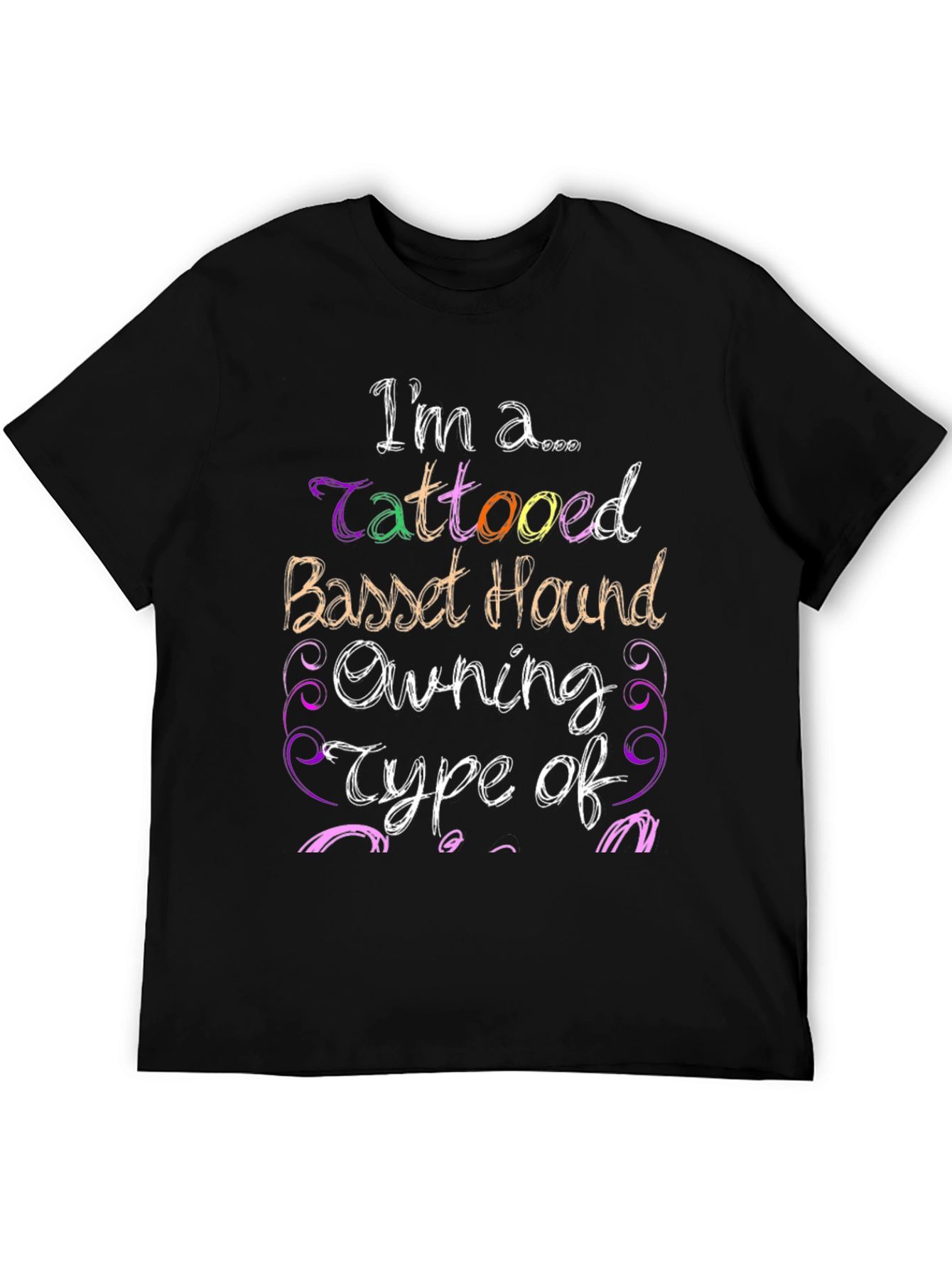 Tattooed Basset Hound Owner Black Graphic Tee
