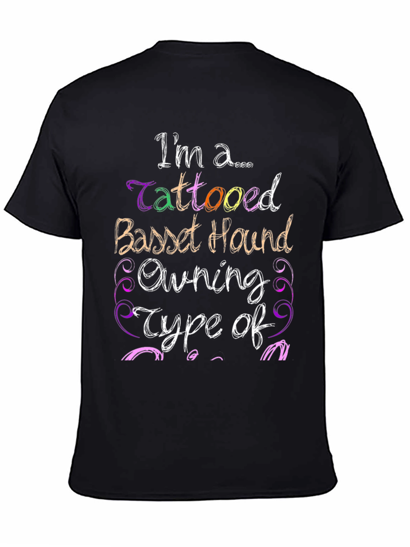Tattooed Basset Hound Owner Black Graphic Tee