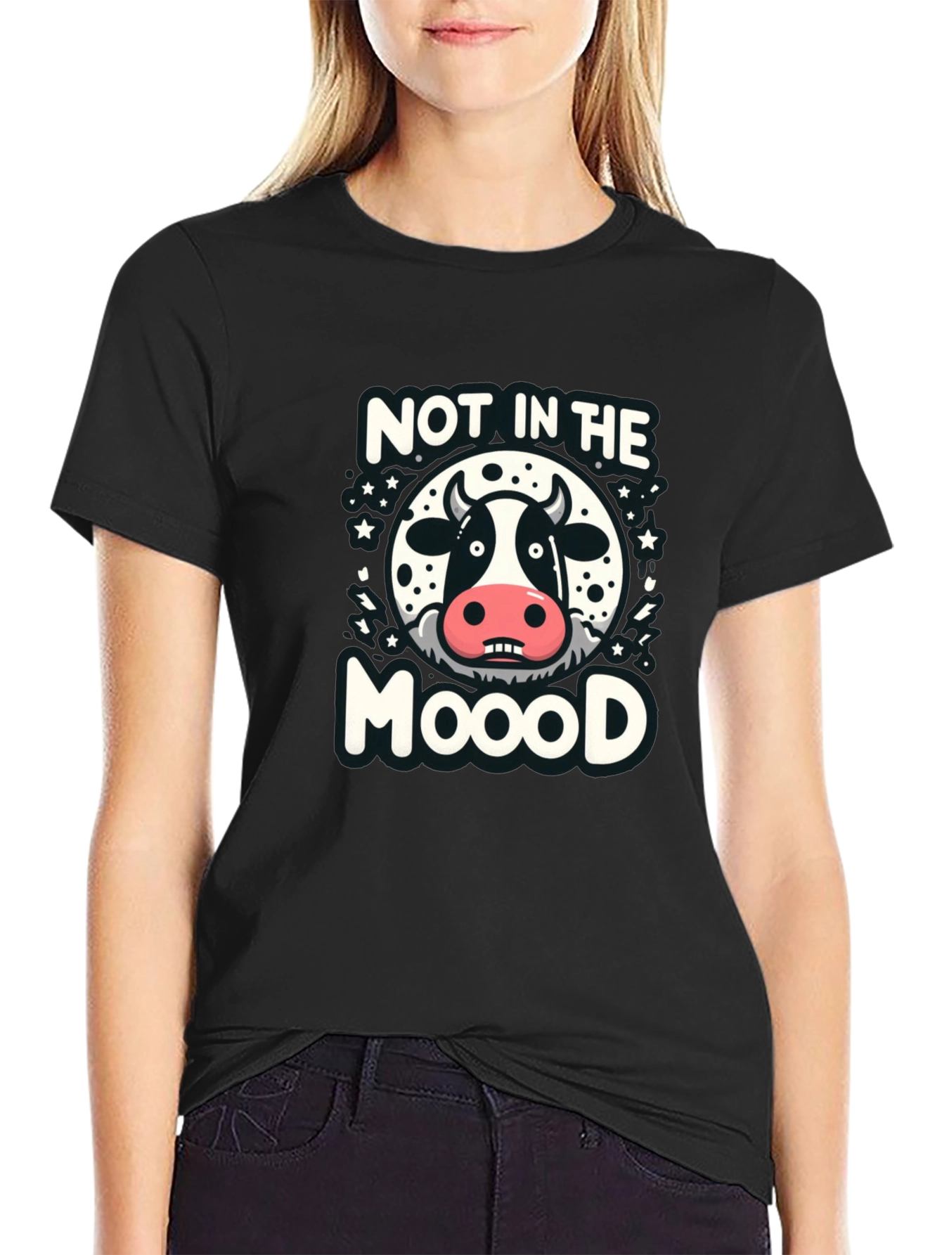 Not in the Mooood Funny Cow Graphic T-Shirt