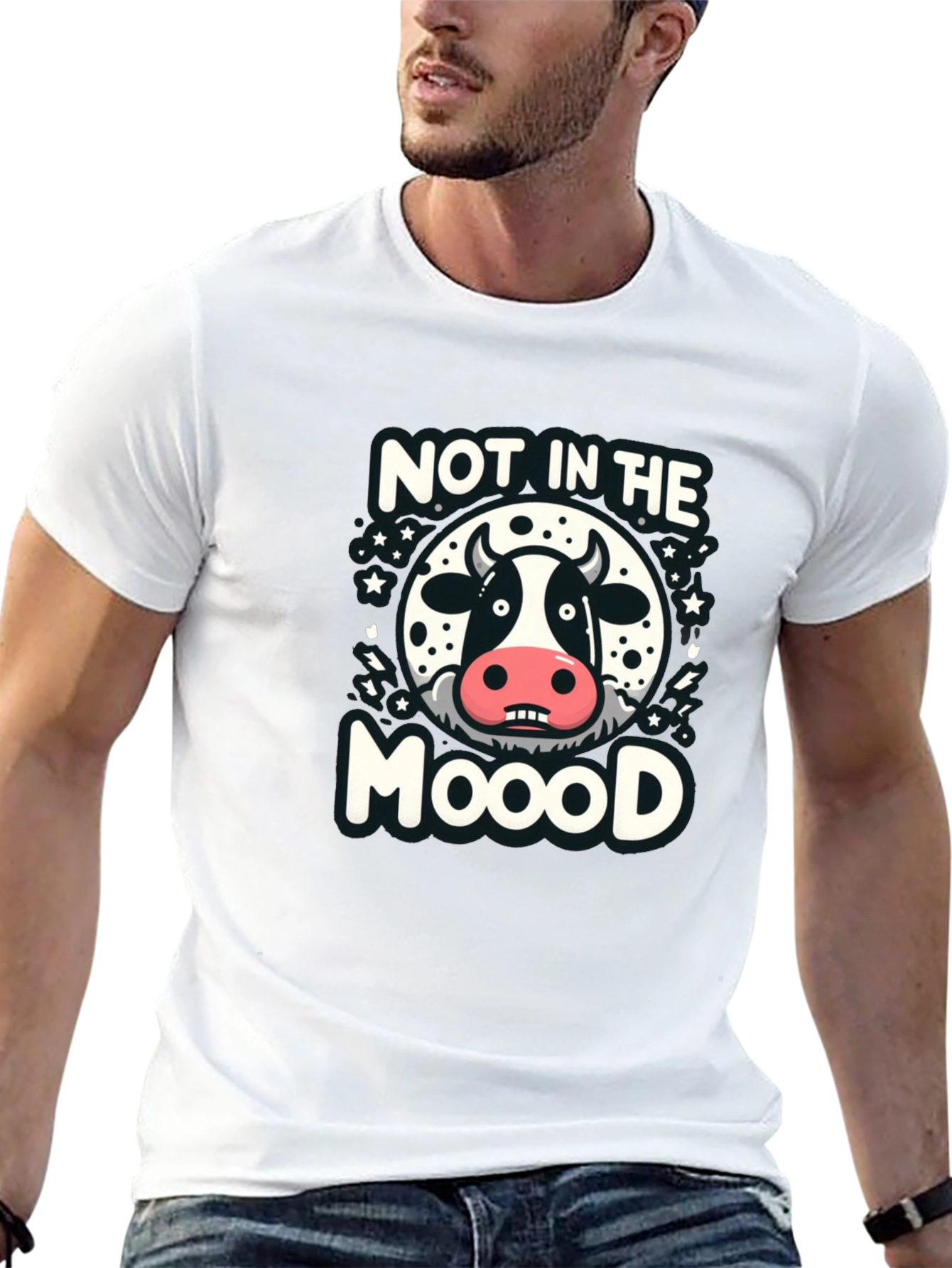 Not in the Mooood Funny Cow Graphic T-Shirt