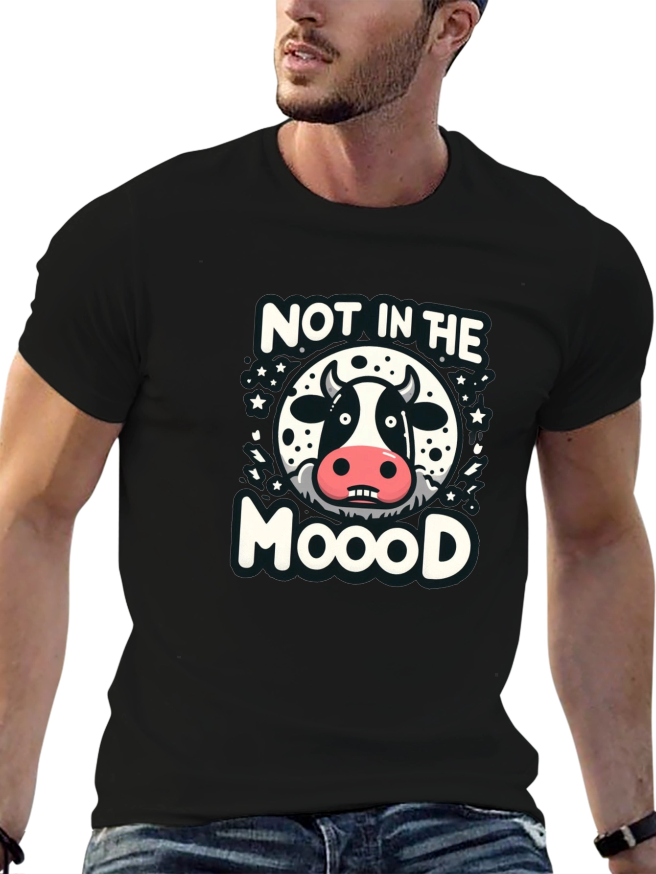 Not in the Mooood Funny Cow Graphic T-Shirt