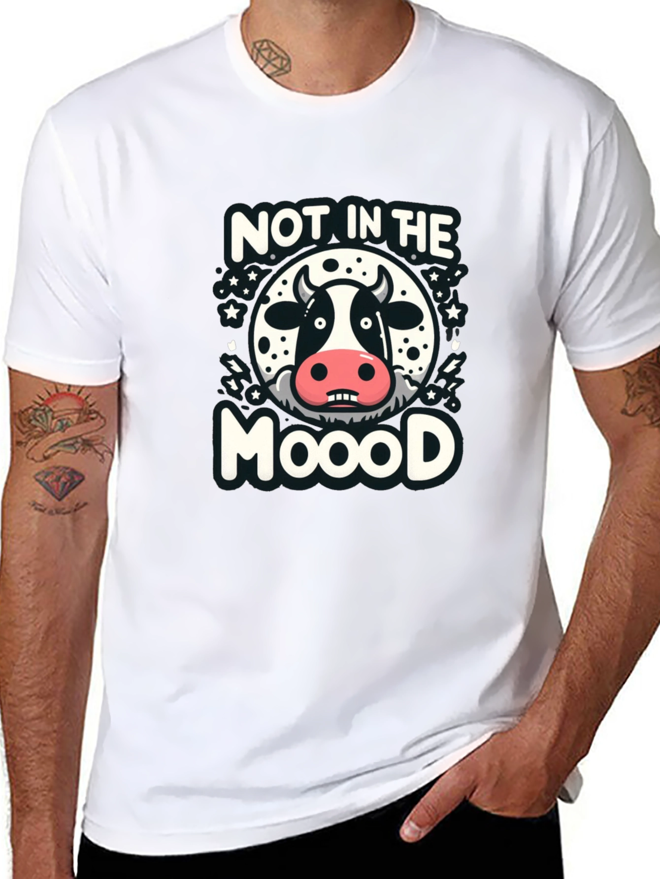 Not in the Mooood Funny Cow Graphic T-Shirt