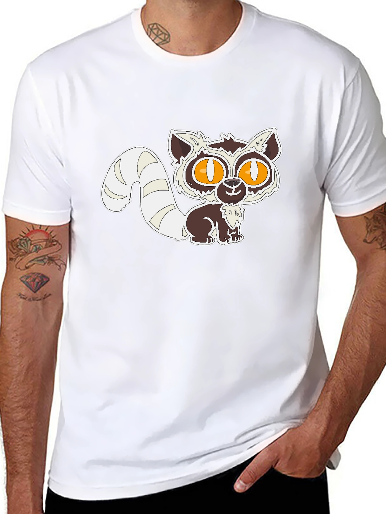 Cute Lemur Graphic Black T-Shirt