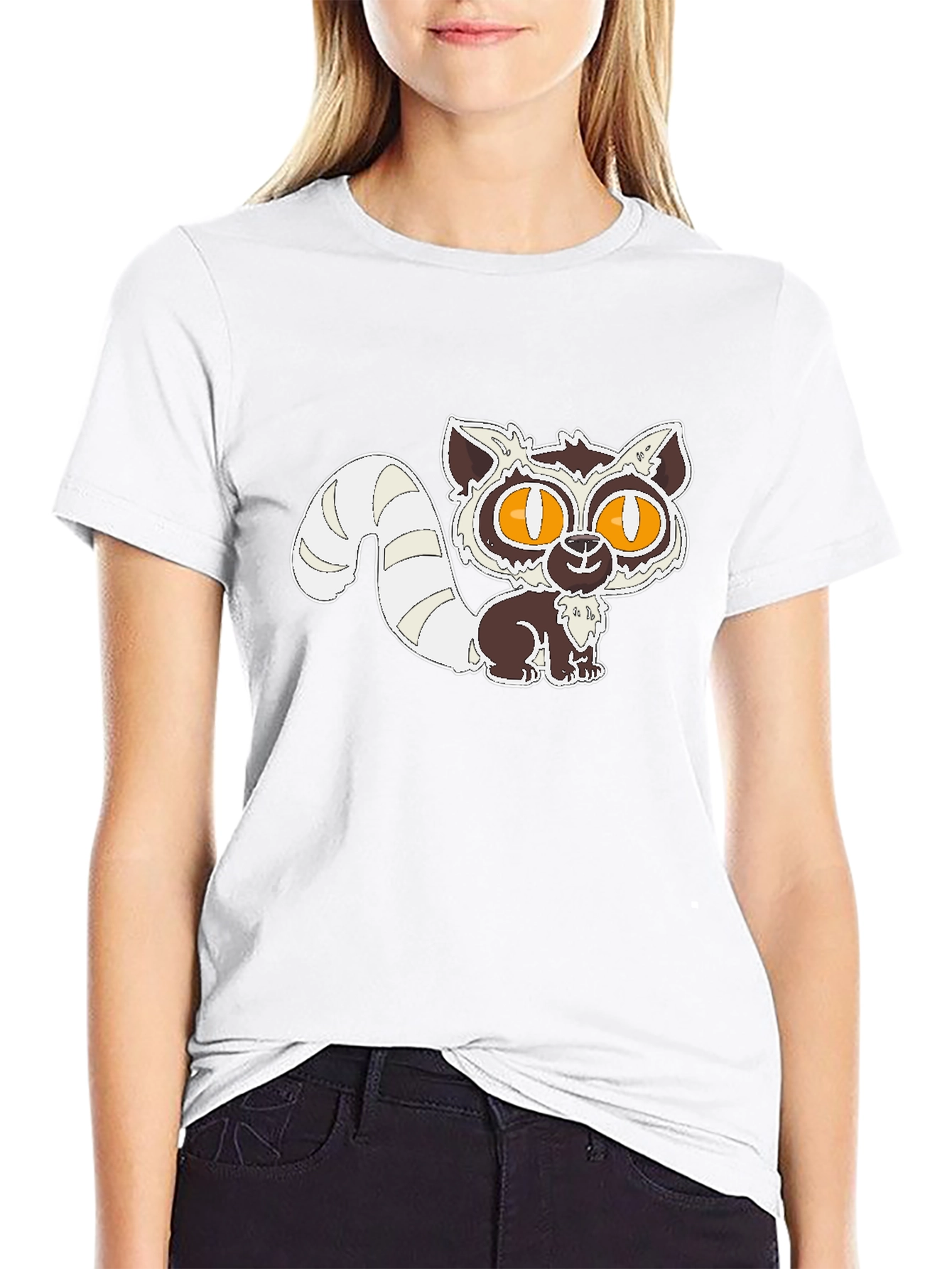 Cute Lemur Graphic Black T-Shirt