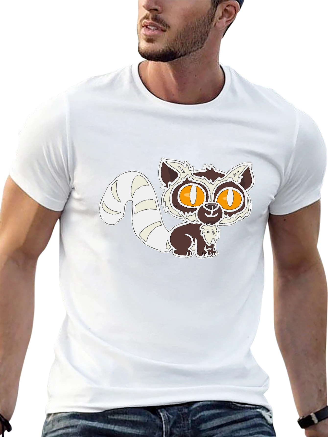 Cute Lemur Graphic Black T-Shirt