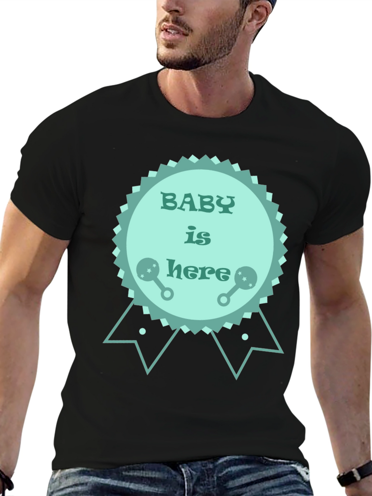 Baby is Here T-Shirt - New Baby Announcement Tee