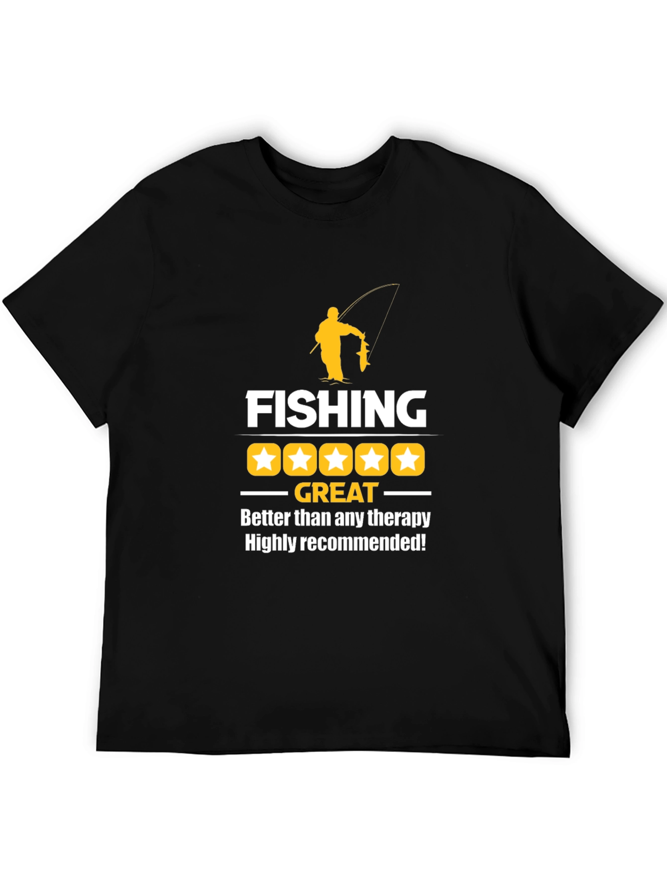 Fishing is Great Therapy Black Graphic Tee