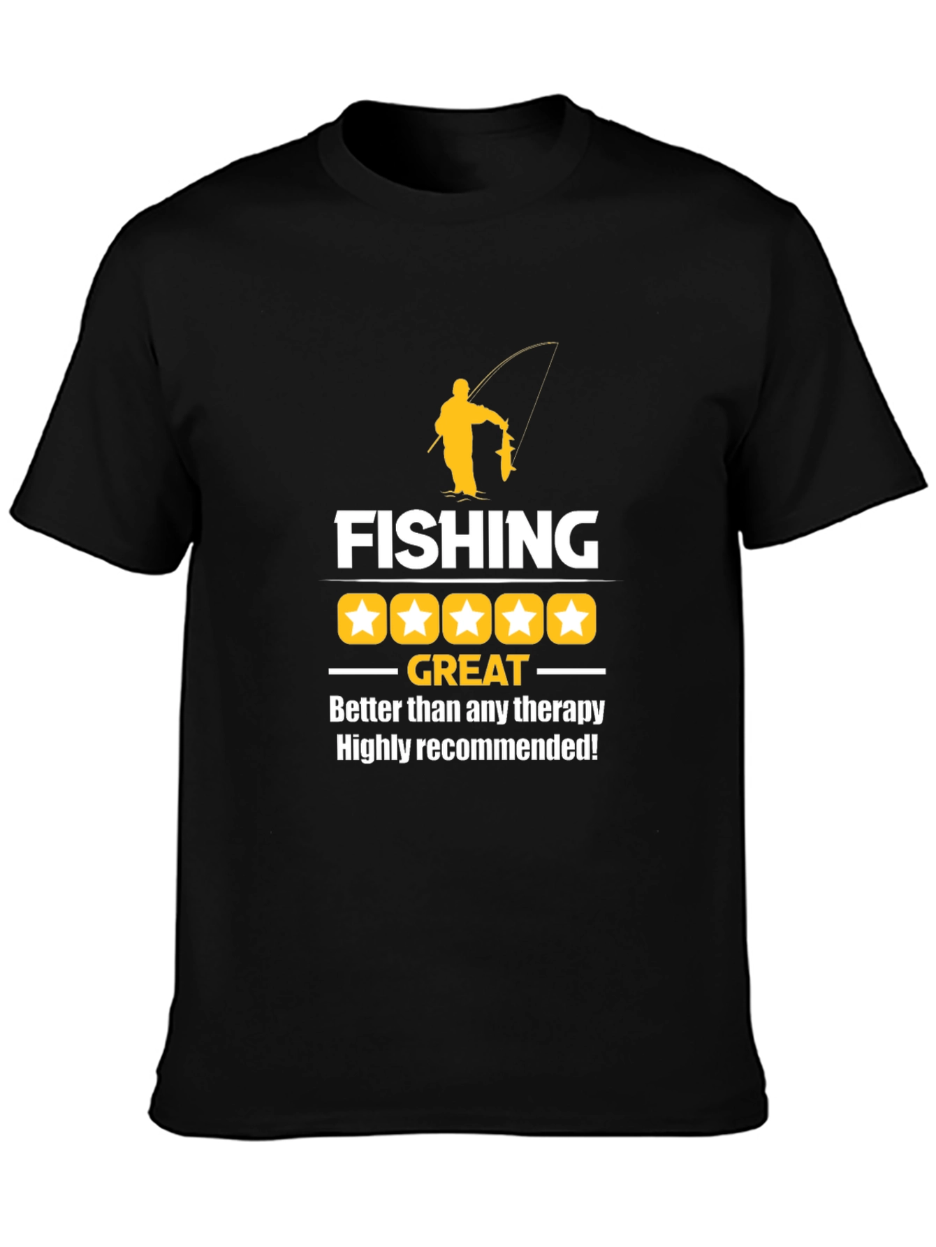 Fishing is Great Therapy Black Graphic Tee