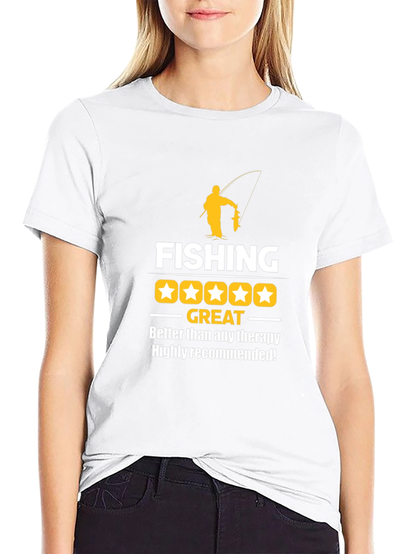 Fishing is Great Therapy Black Graphic Tee