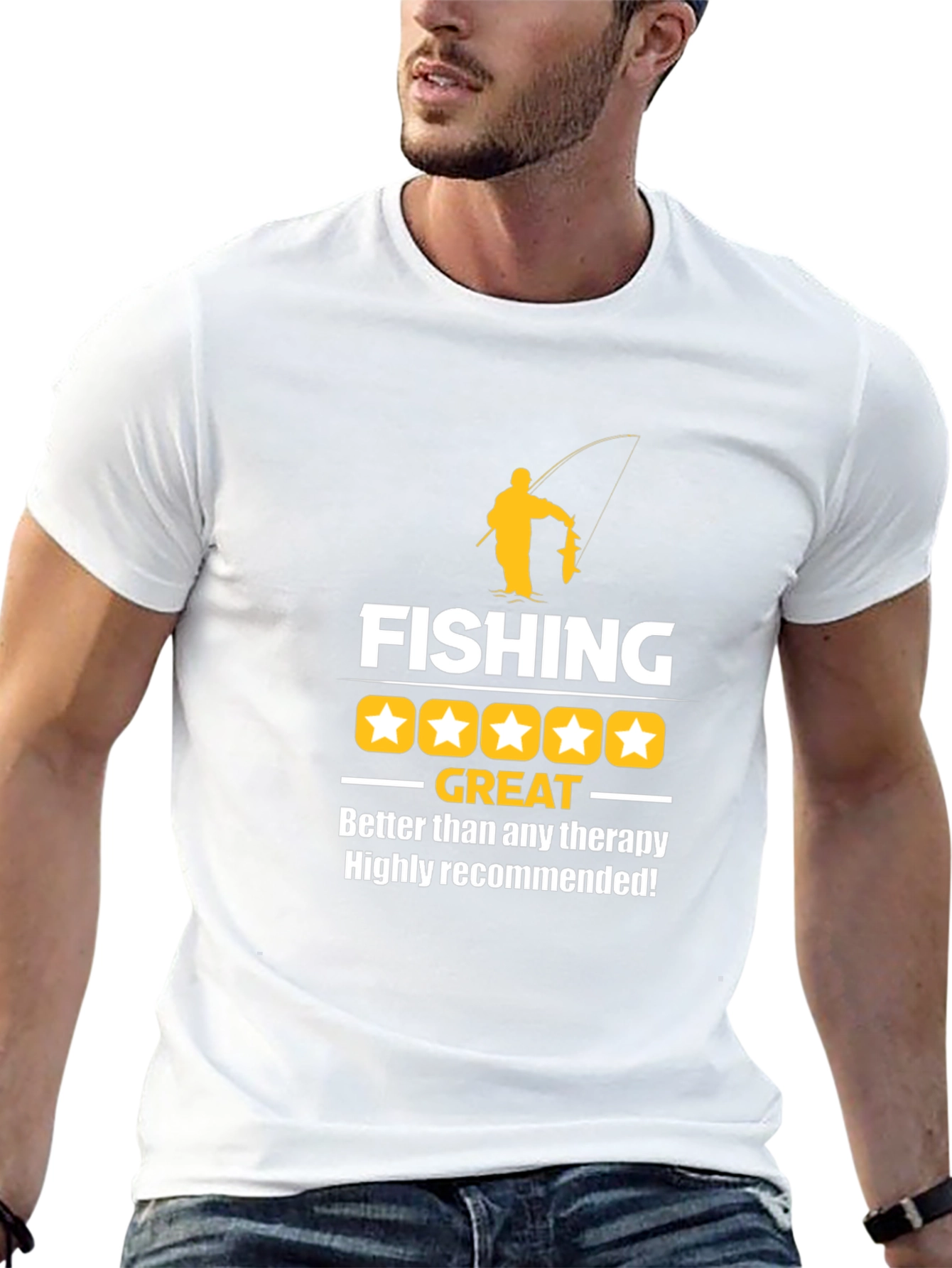 Fishing is Great Therapy Black Graphic Tee