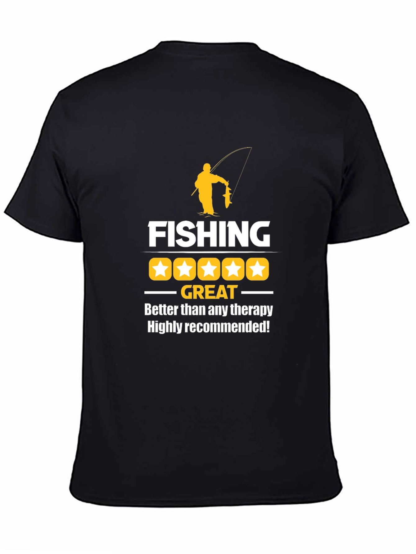Fishing is Great Therapy Black Graphic Tee