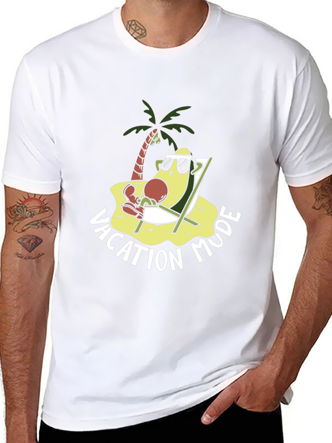 Vacation Mode Avocado T-Shirt - Relaxed Beach Style