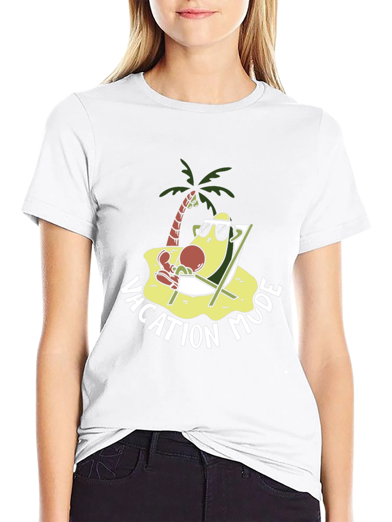 Vacation Mode Avocado T-Shirt - Relaxed Beach Style