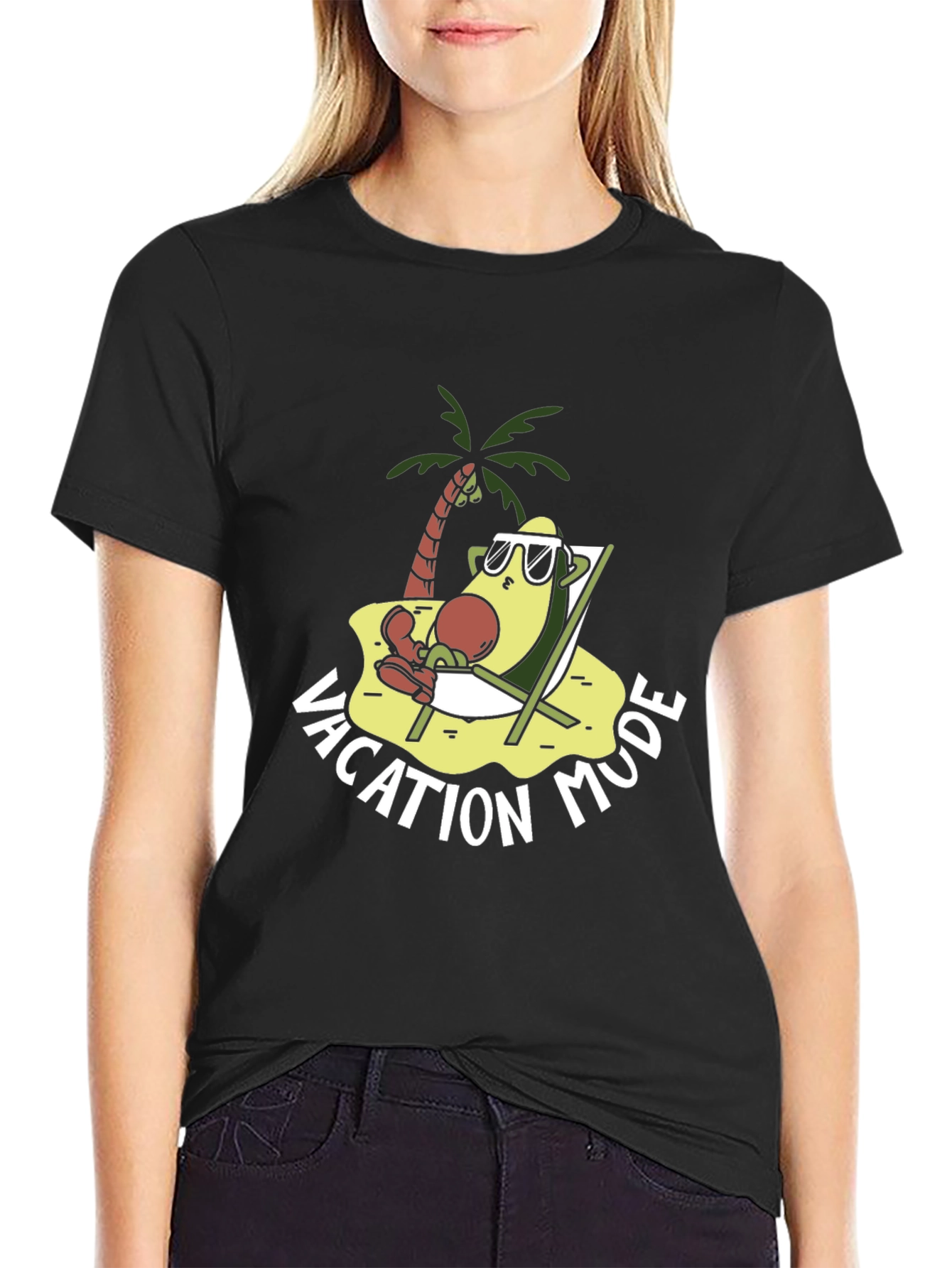 Vacation Mode Avocado T-Shirt - Relaxed Beach Style