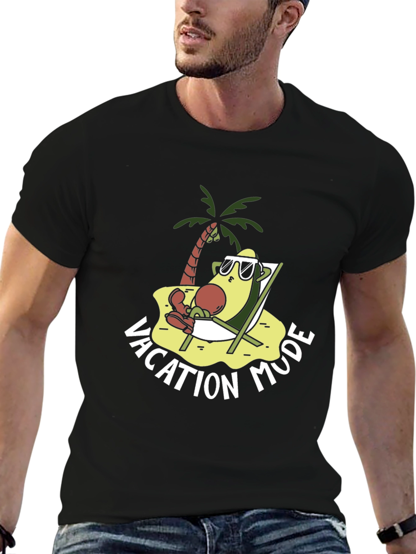 Vacation Mode Avocado T-Shirt - Relaxed Beach Style