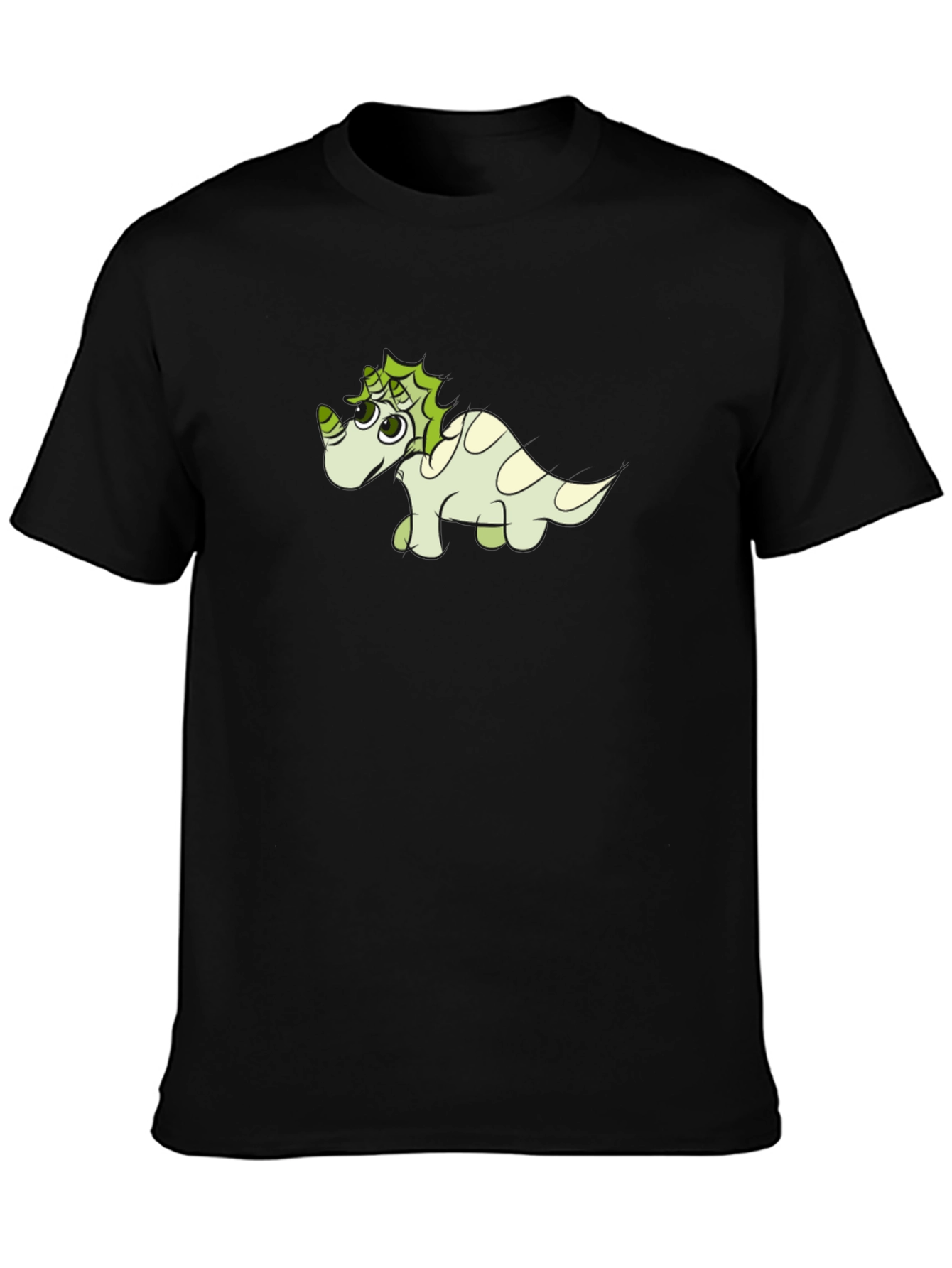 Cute Dinosaur Graphic Tee - Black Cotton Shirt
