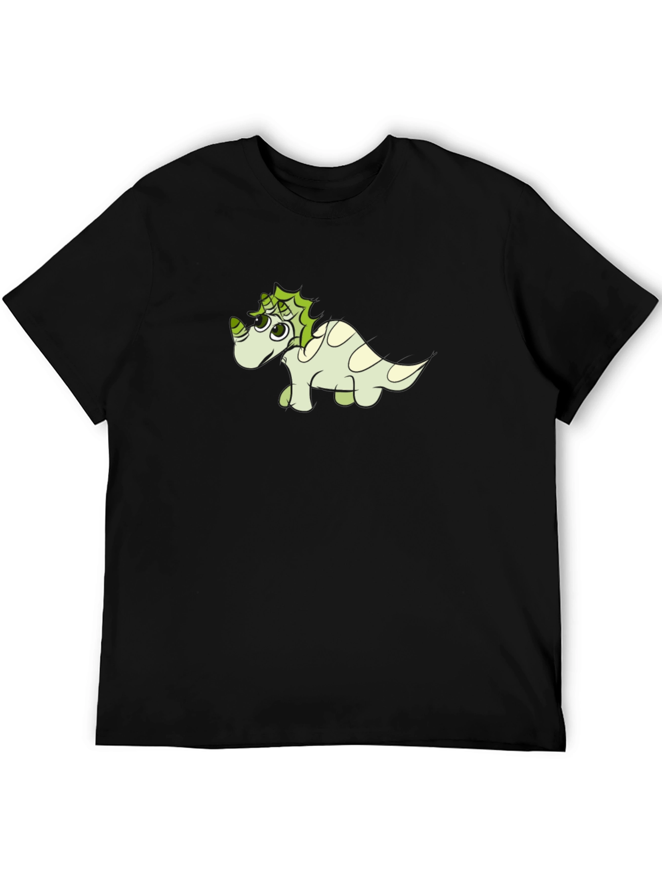 Cute Dinosaur Graphic Tee - Black Cotton Shirt