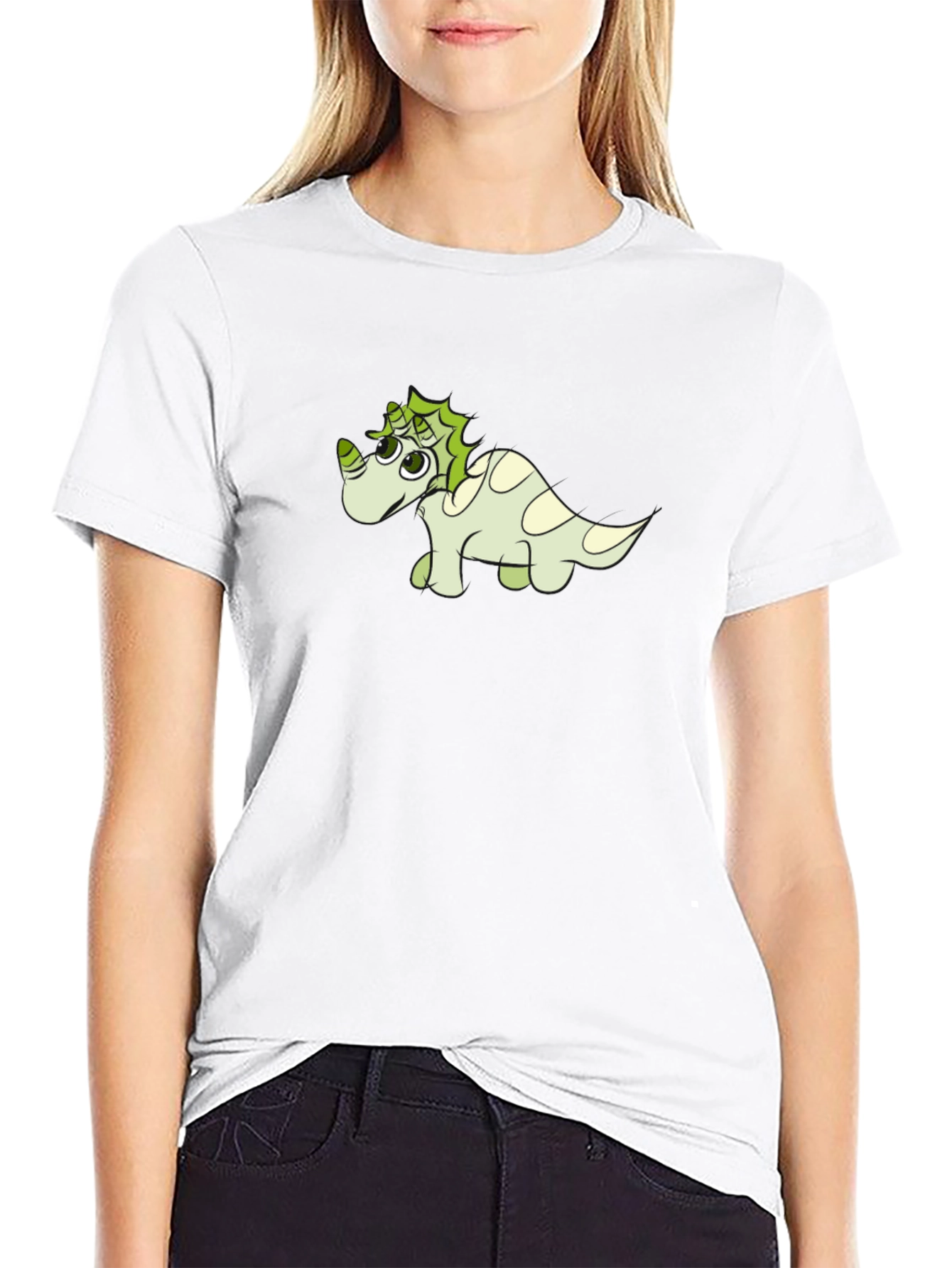 Cute Dinosaur Graphic Tee - Black Cotton Shirt