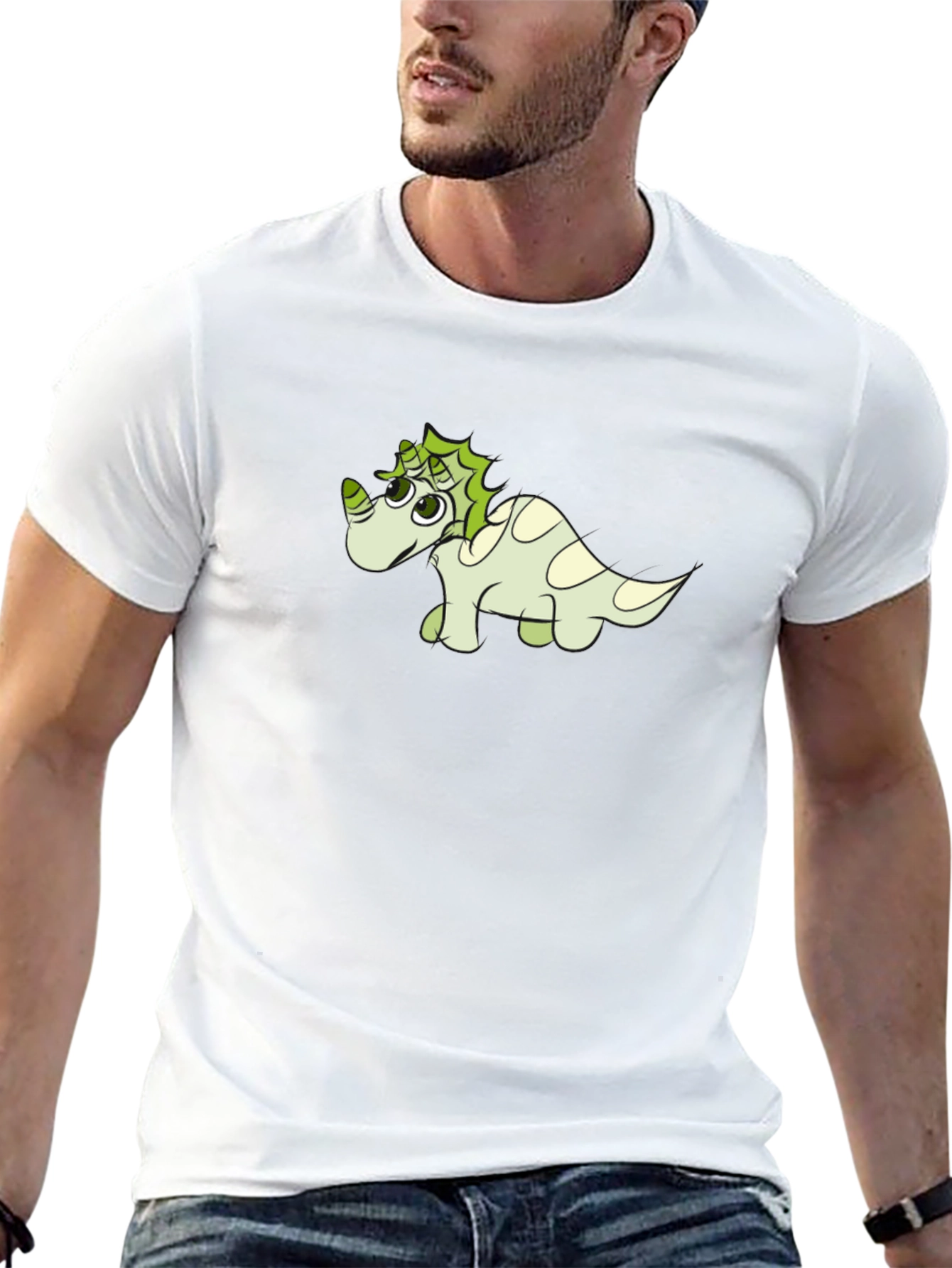 Cute Dinosaur Graphic Tee - Black Cotton Shirt