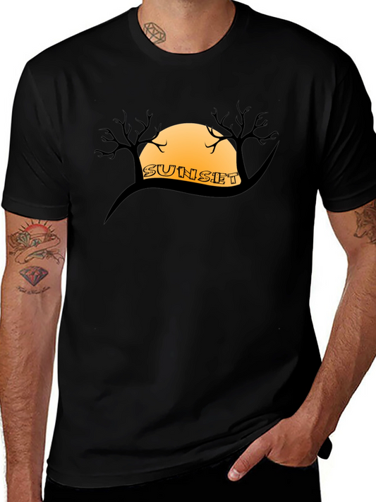 Sunset Silhouette Graphic Tee - Mens Black T-Shirt