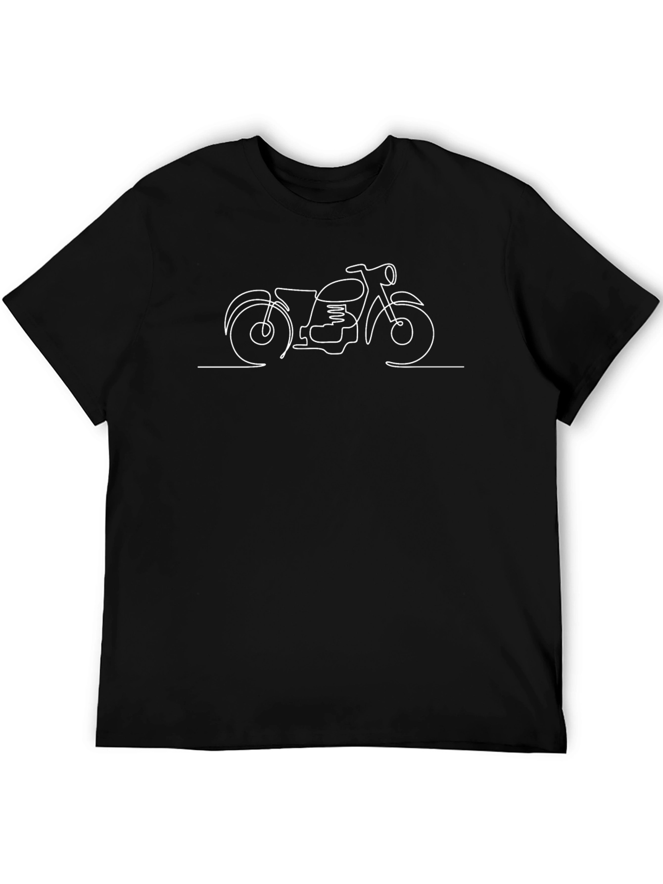Motorcycle Graphic Tee - Black Cotton T-Shirt
