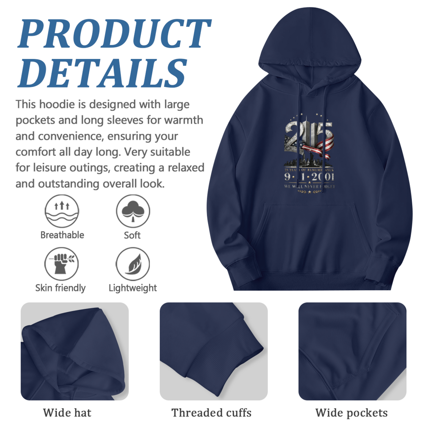 25 Years Of Remembrance 9?11?2001 Patriotic Tribute Pullover Hoodie